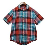 【USA製】ビンテージ【american collection】アメリカンコレクション【赤×緑】チェック【ポリコットン】【半袖シャツ】【サイズM】 