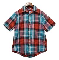 【USA製】ビンテージ【american collection】アメリカンコレクション【赤×緑】チェック【ポリコットン】【半袖シャツ】【サイズM】 