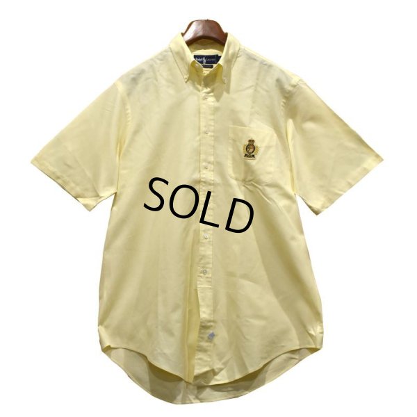 画像1: POLO RALPH LAUREN【オールドラルフローレン】【黄】胸刺繡入り【ボタンダウン】【半袖シャツ】【サイズL】  