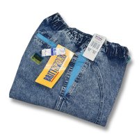 デッドストック【ビンテージ】【BIRITANIA】ブリタニア【ケミカル】【水色ライン】【イージーパンツ】【ジョガーパンツ】【サイズＭ】 