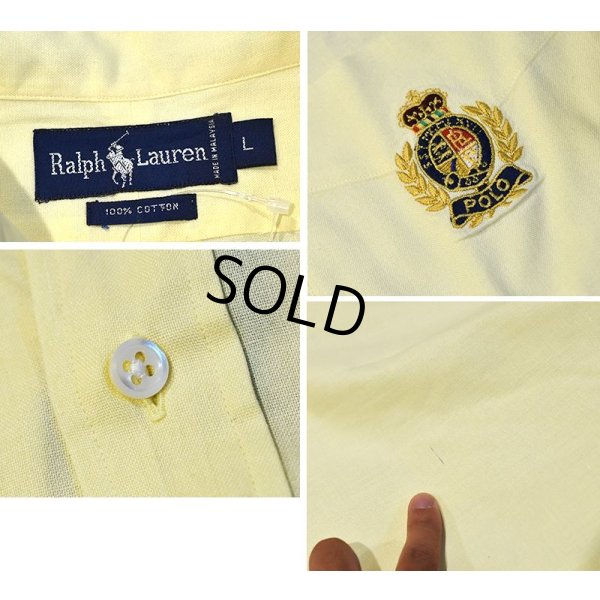 画像2: POLO RALPH LAUREN【オールドラルフローレン】【黄】胸刺繡入り【ボタンダウン】【半袖シャツ】【サイズL】  