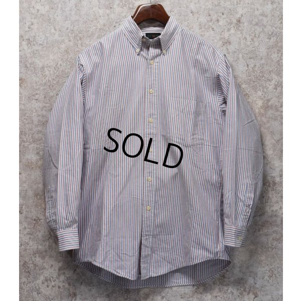 画像1:  ビンテージ【J.Crew】【白ｘ青ｘ赤】ストライプ【オックスフォード】【ボタンダウンシャツ】【14 1/2-32】 