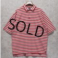 90's【ビンテージ】【GAP】オールド ギャップ【白×赤】ボーダー柄ポロシャツ【サイズＬ】 