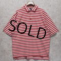 90's【ビンテージ】【GAP】オールド ギャップ【白×赤】ボーダー柄ポロシャツ【サイズＬ】 