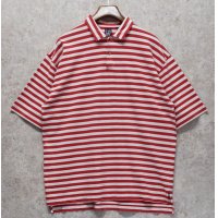 90's【ビンテージ】【GAP】オールド ギャップ【白×赤】ボーダー柄ポロシャツ【サイズＬ】 