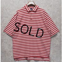 90's【ビンテージ】【GAP】オールド ギャップ【白×赤】ボーダー柄ポロシャツ【サイズＬ】 