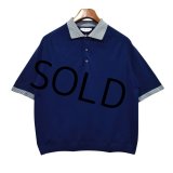 【USA製】ビンテージ【PURITAN】ピューリタン【紺】襟ボーダー【ポロシャツ】半袖シャツ【レディース古着】【サイズＬ】 