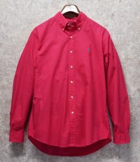 90's【ラルフローレン】RALPH LAUREN【ショッキングピンク】カスタムフィット【ボタンダウンシャツ】【サイズＬ】 
