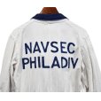 画像1: 60's【ビンテージ】【NAVSEC PHILDIV】チェーンステッチ入り【白×青】ヘリンボーン【つなぎ】【オールインワン】【サイズ40】<br> (1)