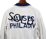 60's【ビンテージ】【NAVSEC PHILDIV】チェーンステッチ入り【白×青】ヘリンボーン【つなぎ】【オールインワン】【サイズ40】 