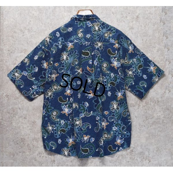 画像3: 【ビンテージ】【DOCKERS】ドッカーズ【リーバイス】【紺】ペイズリー柄【レーヨンｘコットン】【比翼仕立て】【半袖シャツ】【サイズＬ】 