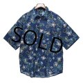 【ビンテージ】【DOCKERS】ドッカーズ【リーバイス】【紺】ペイズリー柄【レーヨンｘコットン】【比翼仕立て】【半袖シャツ】【サイズＬ】 