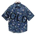 【ビンテージ】【DOCKERS】ドッカーズ【リーバイス】【紺】ペイズリー柄【レーヨンｘコットン】【比翼仕立て】【半袖シャツ】【サイズＬ】 