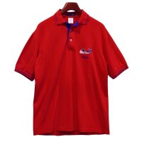 90's【USA製】ビンテージ【OUTER BANKS】【赤×青】カヌー【ポロシャツ】半袖シャツ【サイズＬ】 