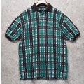 USA製【ビンテージ】ペリー・エリス【PERRY ELLIS】【AMERICA】【緑ｘ黒】チェック【ポロシャツ】サイズＭ 