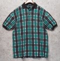 USA製【ビンテージ】ペリー・エリス【PERRY ELLIS】【AMERICA】【緑ｘ黒】チェック【ポロシャツ】サイズＭ 