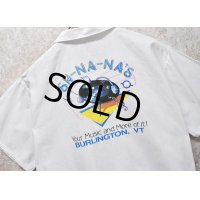 80's~ USA製【ビンテージ】【SH-NA-NA’S】【白】【バックプリント】【半袖シャツ】オープンカラーシャツ【サイズＬ】 