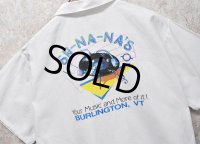 80's~ USA製【ビンテージ】【SH-NA-NA’S】【白】【バックプリント】【半袖シャツ】オープンカラーシャツ【サイズＬ】 