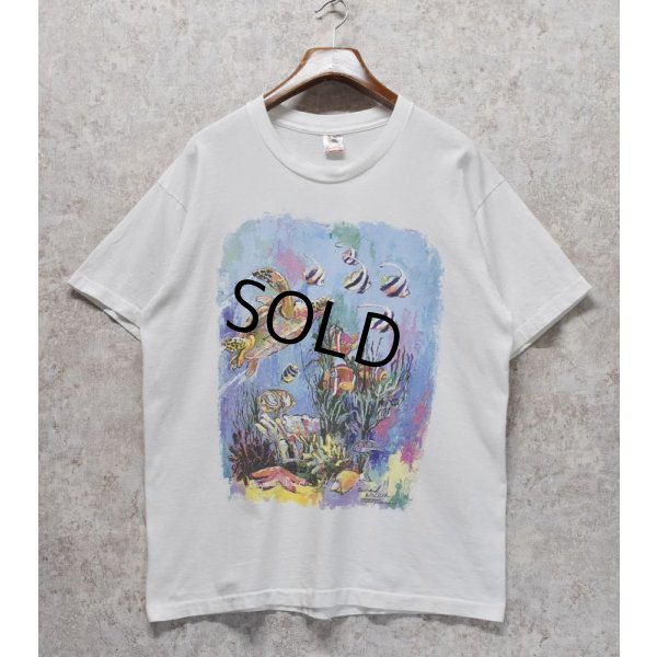 画像1: 90's USA製 ビンテージ【FRUIT OF THE LOOM 】フルーツオブザルーム【白】熱帯魚【 Tシャツ】【サイズXL】 