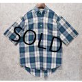 【ビンテージ】【DOCKERS】ドッカーズ【リーバイス】【青x緑x白】【チェック】【ボタンダウン半袖シャツ】【サイズＳ】 