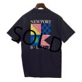 80's【デッドストック】ビンテージ【USA製】【newport blue】【黒】【バックプリント】【ロゴＴシャツ】【サイズL】 