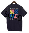 80's【デッドストック】ビンテージ【USA製】【newport blue】【黒】【バックプリント】【ロゴＴシャツ】【サイズL】 