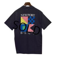80's【デッドストック】ビンテージ【USA製】【newport blue】【黒】【バックプリント】【ロゴＴシャツ】【サイズL】 