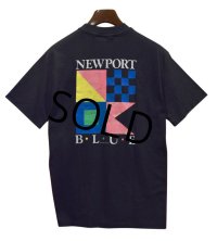 80's【デッドストック】ビンテージ【USA製】【newport blue】【黒】【バックプリント】【ロゴＴシャツ】【サイズL】 