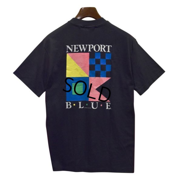 画像1: 80's【デッドストック】ビンテージ【USA製】【newport blue】【黒】【バックプリント】【ロゴＴシャツ】【サイズL】 