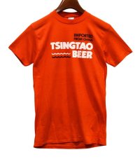 【デッドストック】【80's】 【USA製】【ビンテージ】【赤】【バックプリント】青島ビール【TSINGTAO BEER】Tシャツ 【サイズM】 
