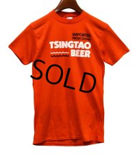 【デッドストック】【80's】 【USA製】【ビンテージ】【赤】【バックプリント】青島ビール【TSINGTAO BEER】Tシャツ 【サイズM】 