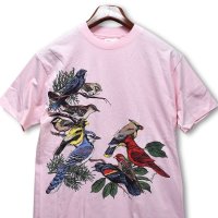 80's【デッドストック】【USA製】【ビンテージ】ヘインズ【hanes】【ピンク】【鳥】イラスト【Ｔシャツ】【サイズM】 