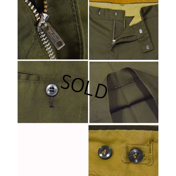 画像3: ビンテージ【オリーブ】【ポリコットンスラックス】スラックス【W33程】 