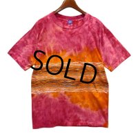 90's ビンテージ【PROSPIRIT】ピンクｘオレンジ 総柄Tシャツ【タイダイ】【Ｔシャツ】【サイズL】 
