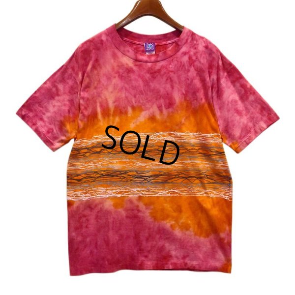 画像1: 90's ビンテージ【PROSPIRIT】ピンクｘオレンジ 総柄Tシャツ【タイダイ】【Ｔシャツ】【サイズL】 