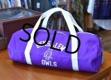80's【デッドストック】USA製【ビンテージ】【BENSALEM OWLS】【紫×白】スクールバッグ【フクロウ】【ボストンバッグ】【ハンドバッグ】  