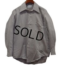 デッドストック【70's】ビンテージ【VAN HEUSEN】【ヴァン・ヒューゼン】グレー×白 【チェック柄】ポリコットンシャツ【シャツ】【16 32】 