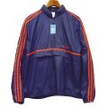 ~90's【ビンテージ】【アディダス】adidas【紺×赤ライン】【ナイロンアノラックジャケット】プルオーバージャケット【サイズＬ程度】 
