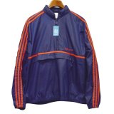 ~90's【ビンテージ】【アディダス】adidas【紺×赤ライン】【ナイロンアノラックジャケット】プルオーバージャケット【サイズＬ程度】 