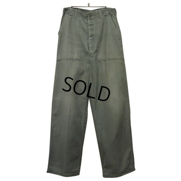 画像2: ∼60’ｓ【ビンテージ】U.S.ARMY【米軍実物】【平ボタン】OG-107【サイドアジャスター付き】【ベイカーパンツ】【ユーティリティパンツ】【ｗ29程度】