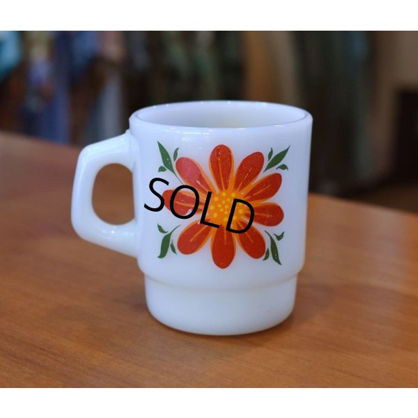 画像3: 【Fire King】【ファイヤーキング】【デイブレイカー】【黄色ｘ赤】【花】【スタッキング】【マグカップ】 