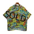 【ビンテージ】【HAWAII STYLE】黄緑ｘハイビスカス【レーヨンアロハシャツ】【半袖シャツ】【サイズＸＬ】 