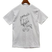 デッドストック【90's】USA製【ビンテージ】【Hanes】【白】【CAT&FLUTE】【Ｔシャツ】【サイズS】 