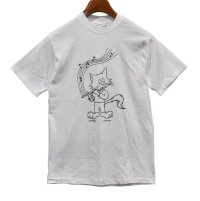 デッドストック【90's】USA製【ビンテージ】【Hanes】【白】【CAT&FLUTE】【Ｔシャツ】【サイズS】 