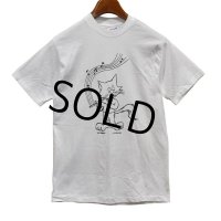 デッドストック【90's】USA製【ビンテージ】【Hanes】【白】【CAT&FLUTE】【Ｔシャツ】【サイズS】 