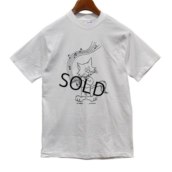 画像1: デッドストック【90's】USA製【ビンテージ】【Hanes】【白】【CAT&FLUTE】【Ｔシャツ】【サイズS】 