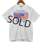 90's USA製 ビンテージ【FRUIT OF THE LOOM 】フルーツオブザルーム【白】【Civil war RE-ENACTORS】【Tシャツ】【サイズM】 