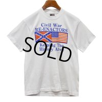 90's USA製 ビンテージ【FRUIT OF THE LOOM 】フルーツオブザルーム【白】【Civil war RE-ENACTORS】【Tシャツ】【サイズM】 