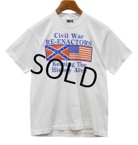 90's USA製 ビンテージ【FRUIT OF THE LOOM 】フルーツオブザルーム【白】【Civil war RE-ENACTORS】【Tシャツ】【サイズM】 