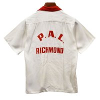 60's【ビンテージ】【King Louie】キングルイ【白ｘ赤】P.A.L RICHMOND【レーヨンシャツ】【ボーリングシャツ】Ｓサイズ程度【size18】 